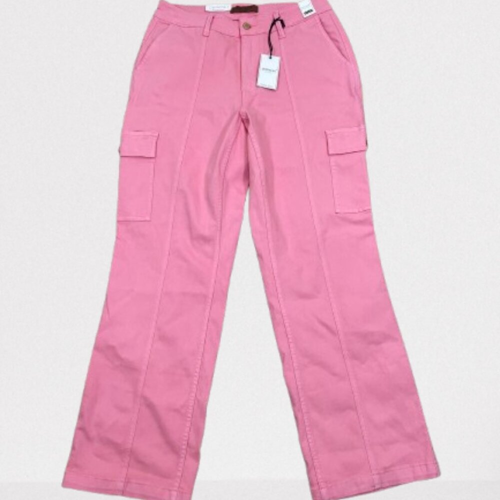 Judy Blue NEW Garment Dyed Cargo Jeans Size 14W Pink - Picture 3 of 10